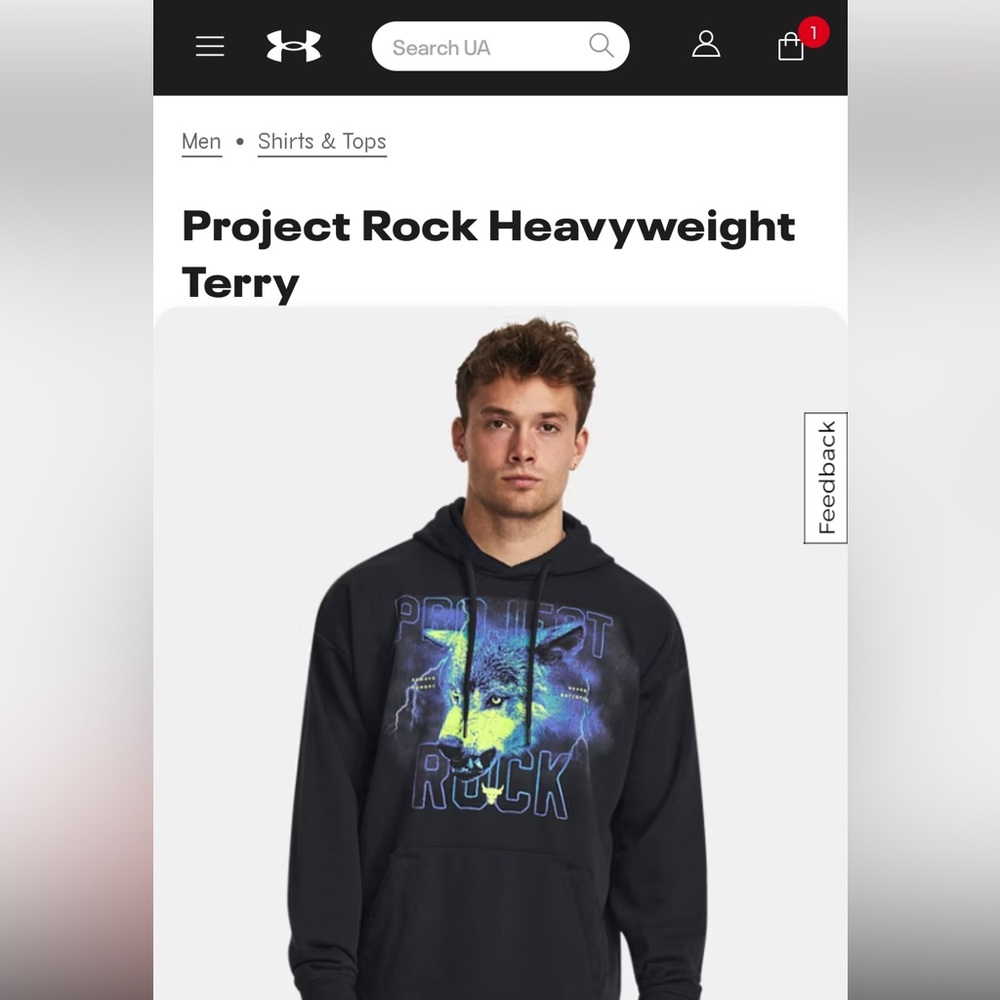 Under Armour Project Rock Heavyweight Terry Hoodie Men’s XL Wolf Thunder Workout